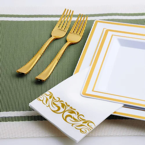 Vista 4 de Paquete de 200 toallas desechables para invitados, toallas de mano suaves y desechables, servilletas de baño decorativas para fiestas, cenas, bodas