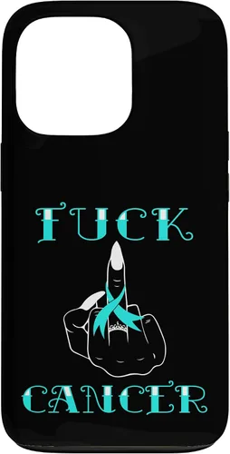 Vista 10 de Fuck Cancer Tattoos Survivor Teal Ribbon Ovarian Cancer Case for iPhone 16