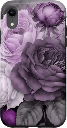 Vista 25 de Purple Watercolor Rose Flower Bouquet on Gray Case for iPhone 17