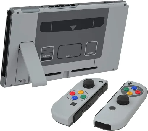 Vista 4 de eXtremeRate - Placa trasera para Nintendo Switch Console, NS Joycon con carcasa de mando de mano con botones de juego completo, carcasa de repuesto