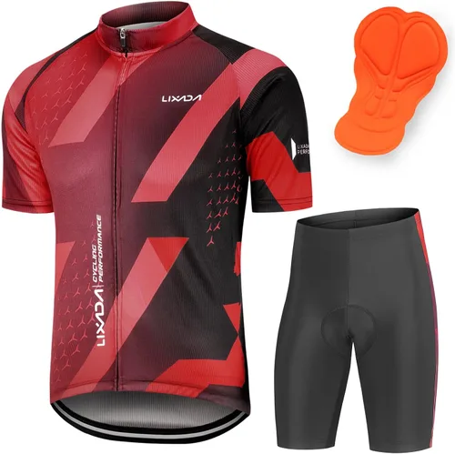 Vista 9 de Lixada Camiseta de ciclismo para hombre de manga corta con pantalones cortos acolchados de secado rápido para verano, ropa corta para bicicleta