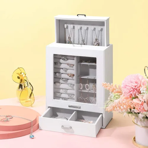 Vista 5 de Homde - Organizador de joyas para niñas y mujeres joyero para collares anillos aretes regalo de joyería caja de almacenamiento de joyas serie