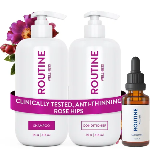 Vista 20 de Routine Wellness Set de champú y acondicionador antiadelgazamiento para el cabello adelgazante, bloqueador de biotina DHT para mujeres y hombres
