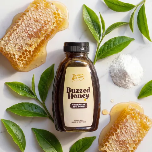 Vista 3 de Buzzed Honey Preentrenamiento natural: miel cruda con cafeína de té verde, beta alanina y electrolitos, energía limpia y refuerzo de resistencia
