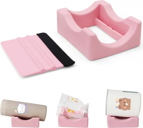 Vista 9 de Cuna de silicona para tazas con ranura incorporada, soporte antideslizante para vasos con escobilla de fieltro, uso para aplicar calcomanías UV DTF