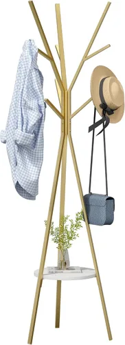 Vista 11 de HOME BI Perchero para sombreros, soporte de metal para sombreros, con 9 ganchos para ropa, sombreros y bufandas, color negro, 17.72 pulgadas