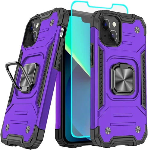 Vista 11 de Funda para iPhone 13 con protector de pantalla HD, soporte giratorio de grado militar de 360° (resistente) a prueba de golpes para iPhone 13/14