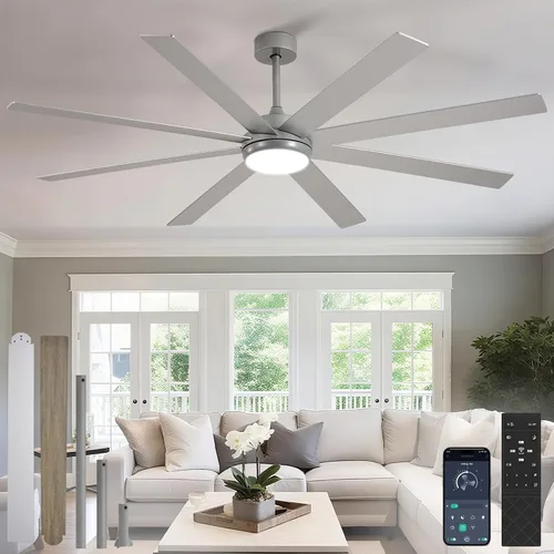 Vista 9 de Depuley Ventiladores de techo de 66" con luces: Ventilador de techo negro para interior/exterior para patios, sala de estar - 8 aspas Ventiladores