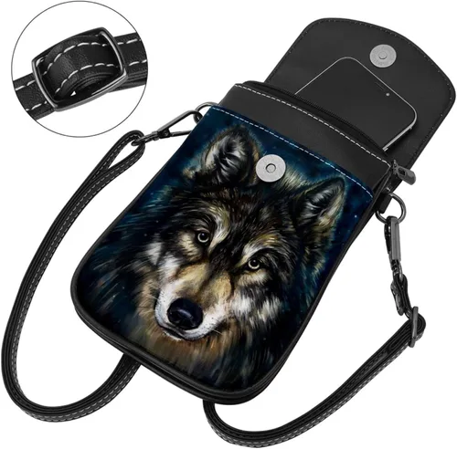 Vista 4 de Bolso cruzado pequeño de lobo para teléfono celular