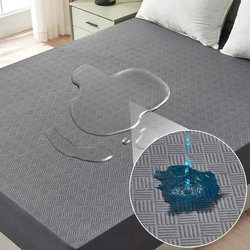 Vista 8 de Protector de colchón impermeable tamaño Queen, funda de cama transpirable con bolsillo de 6 a 18 pulgadas de profundidad, sábana bajera silenciosa