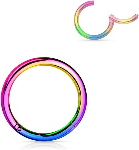Vista 96 de Forbidden Body Jewelry - Piercing para la nariz de acero quirúrgico 316L con bisagra, 14G, 16G, 18G, diámetro de 15/64, 5/16, 25/64, 15/32 pulgadas