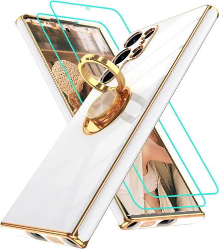 Vista 202 de Funda para Motorola Moto G 5G 2024: Funda Moto G Play 5G 2024 con 2 piezas de protectores de pantalla, soporte de anillo de rotación de 360°