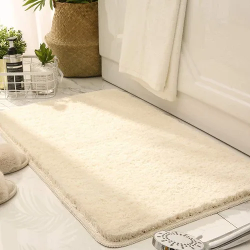 Vista 2 de Alfombra de baño antideslizante absorbente gruesa y suave de microfibra para el baño, alfombra de felpa acogedora, lavable a máquina, alfombra