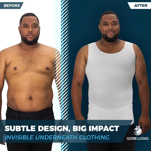 Vista 7 de QORE LOGIQ Gynecomastia - Camisas de compresión para hombre, camiseta sin mangas adelgazante, moldeador de cuerpo, fajas para hombres, brasier
