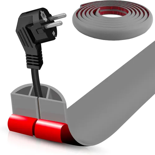 Vista 95 de Cubierta autoadhesiva para cables de suelo, gestión de cables de 3.3 pies, protector de tira de extensión para cables, evita tropiezos de cables