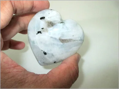 Vista 3 de Jet Rainbow Moonstone - Libreta con forma de corazón, sin piedras, para terapia de cristal, espiritual, curación de chakra, equilibrio de energía