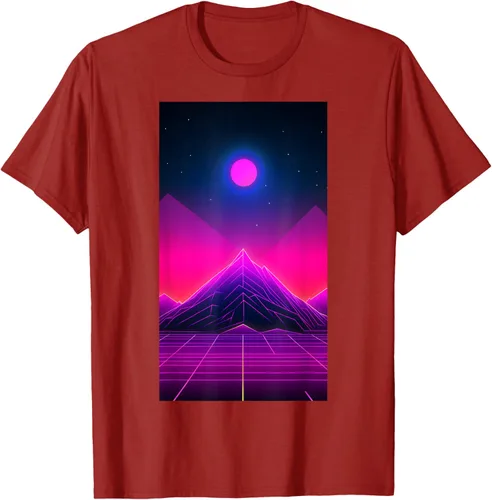 Vista 19 de Retrowave Mountain 80s Vaporwave Synthwave T-Shirt Negro