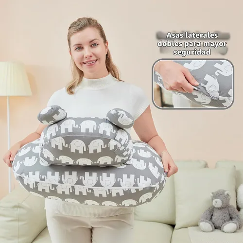 Vista 2 de lasoftan Almohada de lactancia para lactancia, almohada de lactancia materna para apoyo de mamá, correa de cintura ajustable y funda de algodón