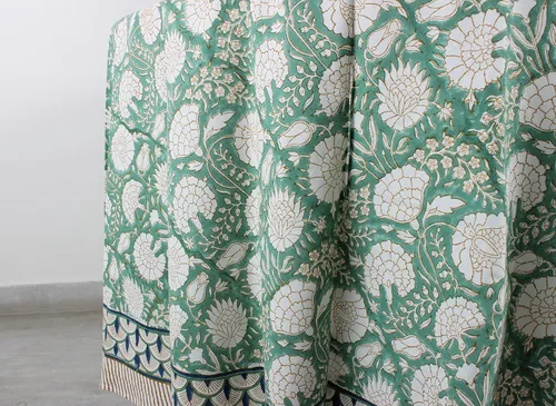 Vista 169 de Ridhi Mantel redondo estampado a mano color rosa flamenco 110 pulgadas 100%