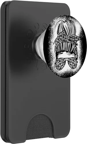 Vista 7 de PopSockets PopSockets intercambiables PopGrip para mujer con leopardo en blanco y negro