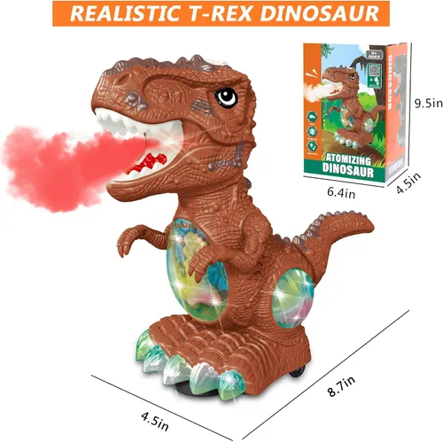 Vista 7 de Juguetes de dinosaurio para niños de 3 a 4 años, juguete de música de rugido y luces para niños y niñas, juguete de dinosaurio en movimiento