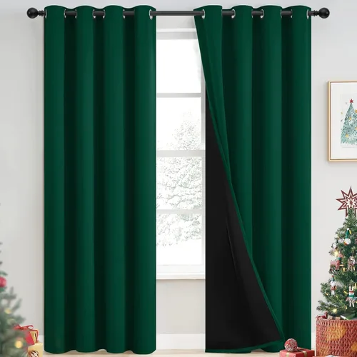 Vista 131 de Yakamok Cortinas negras, cortinas de ventana con aislamiento térmico y eficiencia energética para dormitorio, cortinas opacas completas y cortinas