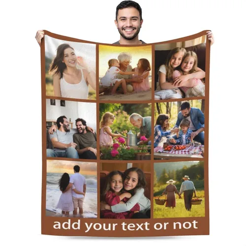 Vista 15 de Manta personalizada con imagen, mantas personalizadas para familia, marido, esposa, en cumpleaños, Navidad