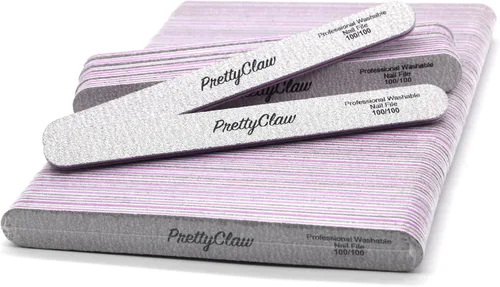 Vista 8 de PrettyClaw 10 limas de uñas profesionales de grano 100/100, limas de uñas acrílicas de cebra centro de plástico, tablero de esmeril de cebra