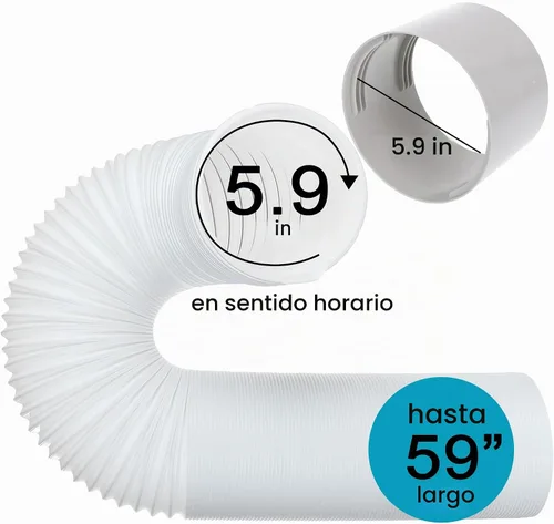 Vista 2 de Manguera de ventilación de escape de aire acondicionado, 5.9 pulgadas de diámetro, 59 pulgadas de longitud, ventilación de aire universal
