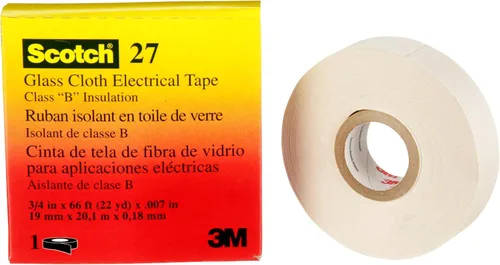 Vista 14 de Cinta eléctrica de tela de vidrio 3M 27, ½ pulgada x 66 pies, 1 rollo, adhesivo no corrosivo, sensible a la presión, alta temperatura, protección