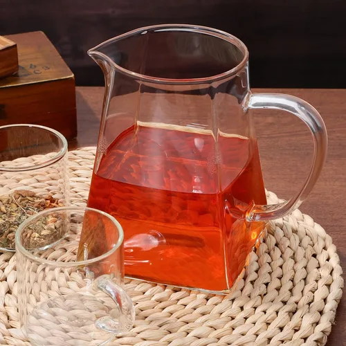 Vista 4 de Alipis Tetera cuadrada de vidrio con asa, dispensador de té transparente para el hogar y la oficina, jarra de té transparente para servir vasos