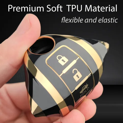 Vista 6 de OLLEN Funda para llavero de TPU de 4 botones con anillo brillante, apta para Nissan Altima Sentra Maxima Murano Rogue Armada Pathfinder, funda