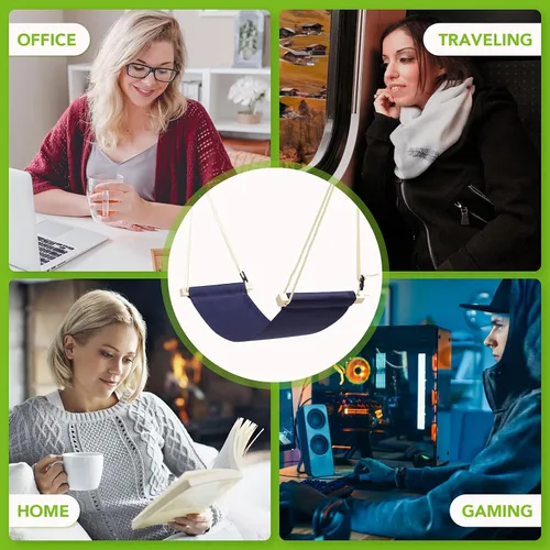 Vista 7 de iMissiu Hamaca para pies debajo del escritorio, reposapiés ajustable de oficina debajo del escritorio, hamaca portátil para pies de escritorio