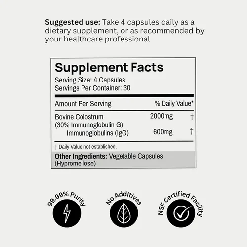 Vista 6 de Bod Cápsulas de calostro, suplemento de calostro para apoyo al crecimiento de la piel y el cabello, apoyo inmunológico, salud intestinal, músculo