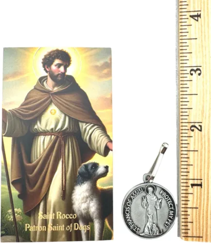 Vista 2 de Westmon Works Juego de medalla de perro de San Francisco con tarjeta santa de San Rocco patrón de perros
