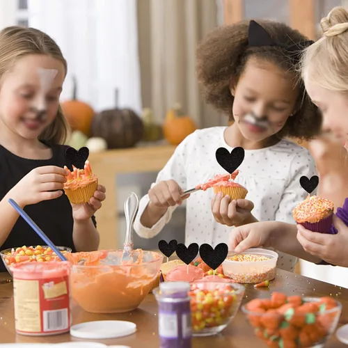 Vista 7 de 30 piezas de decoración para cupcakes con diseño de corazón con purpurina para cupcakes, despedida de soltera, boda, compromiso, decoración de Negro
