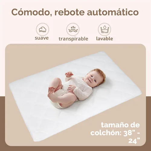 Vista 9 de Flwrgirl Cuna de bebé, cuna de noche, mini cuna portátil Blanco