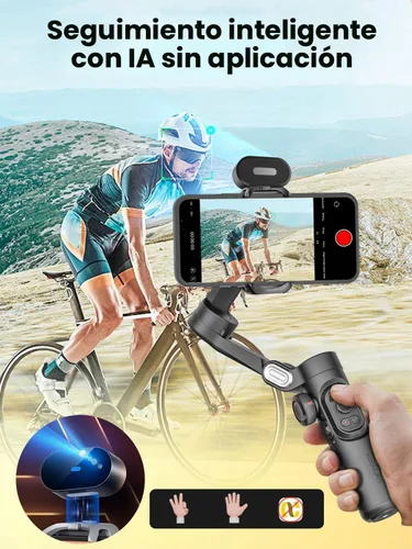 Vista 2 de AOCHUAN Versión XE AI, estabilizador gimbal para smartphone, seguimiento de IA sin aplicación, control de gestos, gimbal Inception de 360°
