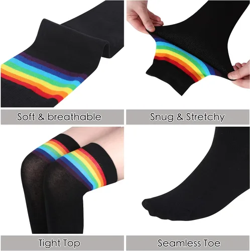 Vista 4 de Benefeet Sox Womens Thigh High Socks Girls Novelty Cotton Over the Knee High Socks Funny Crazy Long Stockings Leg Warmers