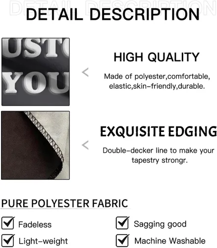 Vista 4 de Tapiz personalizado con foto, regalos personalizados de Navidad, cumpleaños, tapiz personalizado para colgar en la pared, telón de fondo