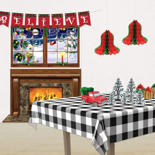 Vista 4 de Beistle Campanas de papel de seda de panal de abeja, 4 piezas, decoraciones de Navidad, suministros de fiesta de invierno, 12 pulgadas, rojo/verde