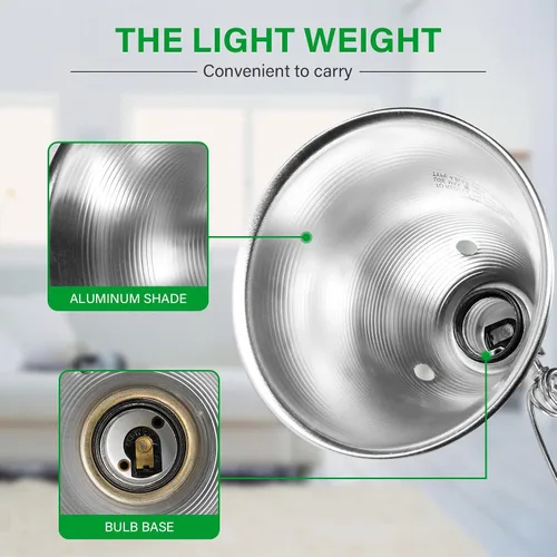 Vista 4 de Simple Deluxe - Lámpara de techo con abrazadera de 5.5 pulgadas con reflector de aluminio de hasta 60 W, casquillo E26 (sin foco incluido), cable