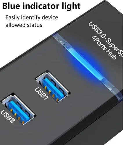 Vista 4 de Extensor divisor de concentrador USB 3.0 de 7 puertos, adaptador multipuerto de 5 Gbps SuperSpeed con cable para laptop, PC, MacBook, Mac Pro/Mini