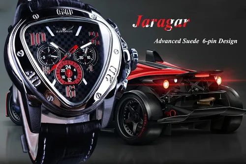 Vista 2 de Winner Fashion - Reloj de pulsera mecánico triangular de carreras, esfera de esqueleto dorado impermeable, movimiento automático, reloj mecánico