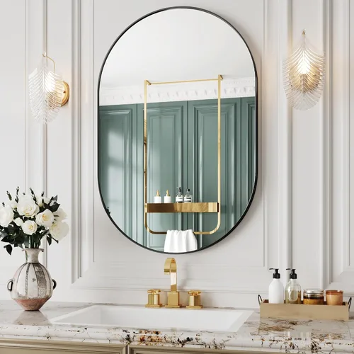 Vista 7 de Protylctaster Espejos ovalados, espejos ovalados de baño, espejo negro de 20 x 28 pulgadas, espejos decorativos de pared, espejos de baño para sobre