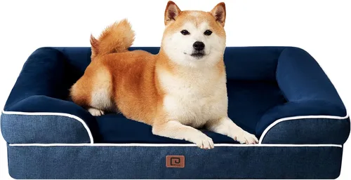 Vista 35 de EHEYCIGA – Cama ortopédica impermeable para perros pequeños, de espuma viscoelástica tipo caja de huevos, con bordes elevados y base antideslizante