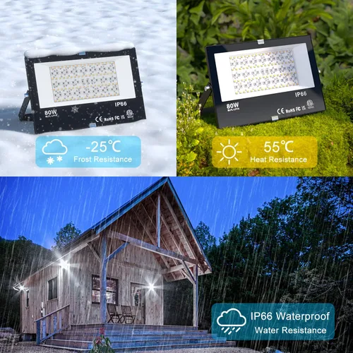 Vista 6 de Luz LED de inundación al aire libre equivalente a 800 W 8000LM, iluminación inteligente RGBW para paisajes con control de APP, luz de inundación