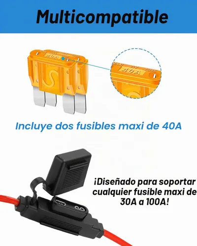 Vista 5 de Riseuvo Paquete de 2 portafusibles maxi de 10 AWG 12V con 2 fusibles de 40
