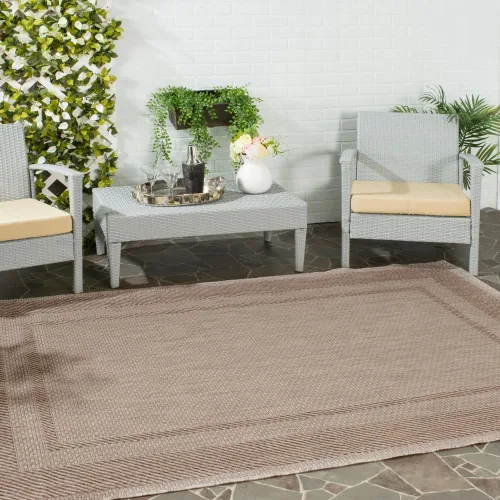 Vista 11 de SAFAVIEH Alfombra lavable al aire libre Courtyard Collection - 2'3" x 5', beige y negro, no desprende pelusa y fácil de limpiar, ideal para patio