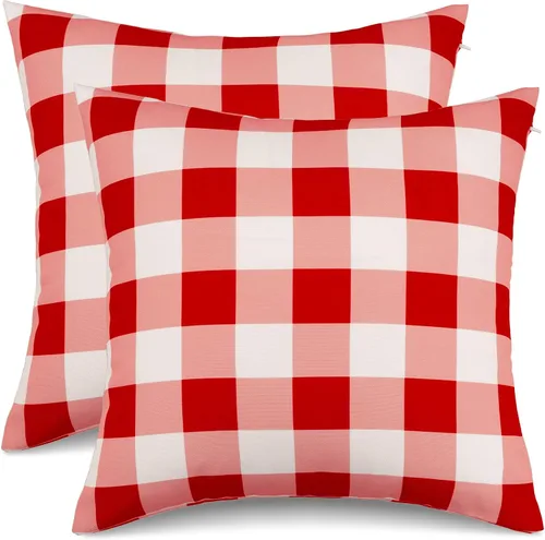 Vista 21 de Poise3EHome Juego de 2 fundas de almohada para exteriores de 16 x 16 pulgadas, a cuadros blancos y negros, a prueba de salpicaduras, para primavera